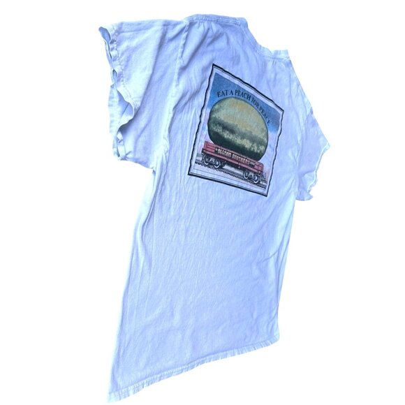 Vintage 90s Allman Brothers Eat Peach T Shirt XL Gildan White Brand Tee Concert - Picture 8 of 12